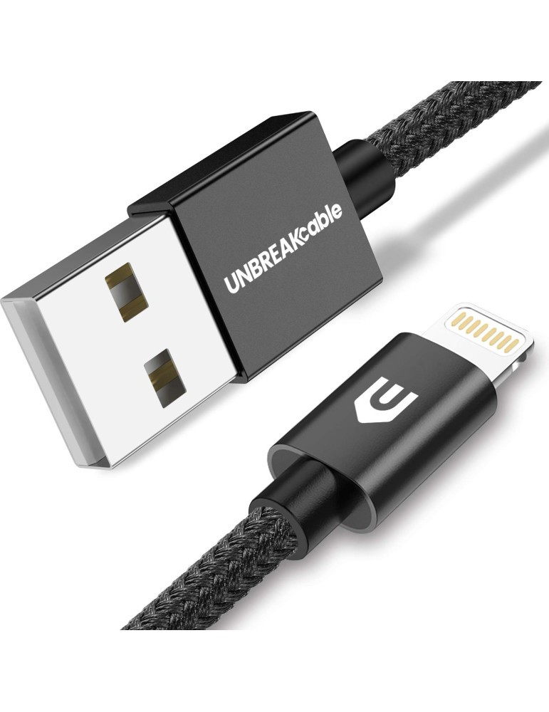 UNBREAKcable Cable Mallado Lightning a USB-A 2M Negro
