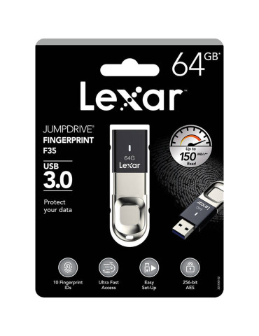 Pendrive Lexar JUMPDRIVE® con Lector de Huella F35 64GB USB 3.0 150MB/s