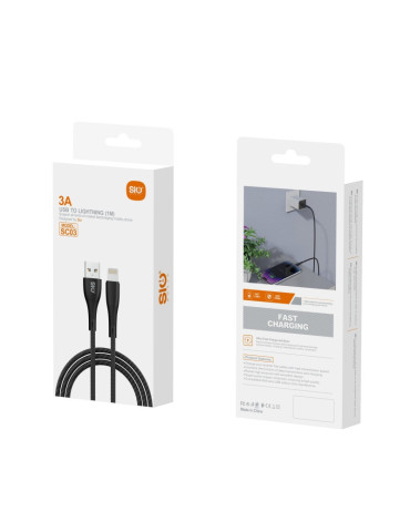 SioWorld SC03 Cable Fast Charging USB a Lightning 3A 1M Negro