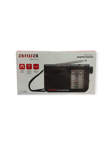 Aiwa RS_55/RD Radio Portátil de Bolsillo AM/FM NEGRA