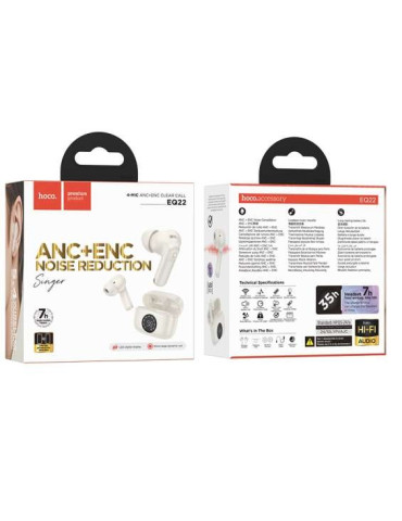 HOCO EQ22 Auriculares Inalámbricos con Reducción de ruido ANC + ENC Blancos