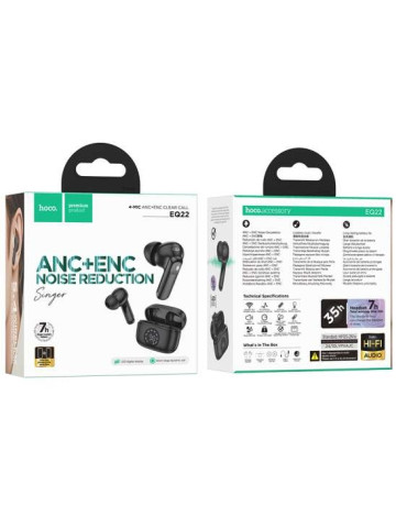 HOCO EQ22 Auriculares Inalámbricos con Reducción de ruido ANC + ENC Negros