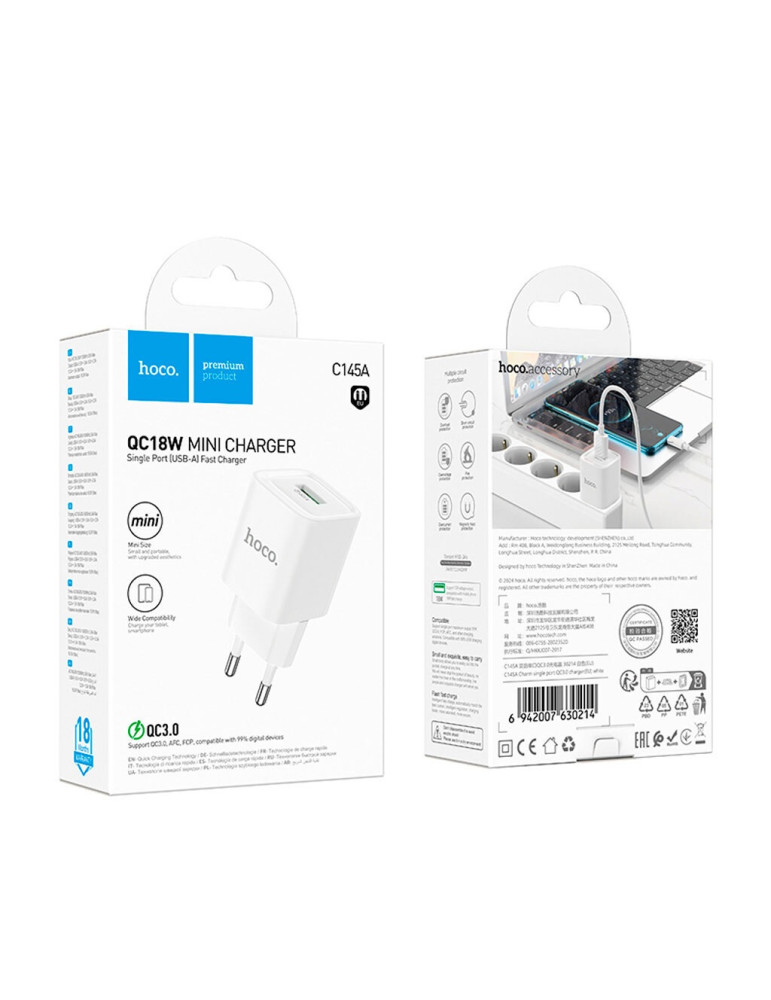 HOCO C145A QC18W Mini Cargador de un puerto USB A