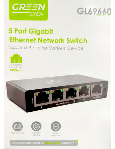 GREENLYCA GL69660 Hub de 5 Puertos de Ethernet