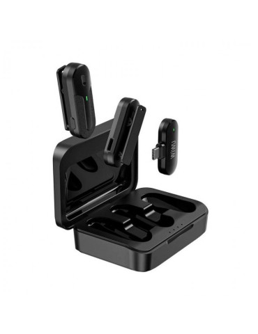 WiWu Wi-WM002 Duo de Mini Micrófonos Inalámbrico Tipo C Negro