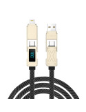 WiWu Wi-C039 TITAN Series 100W Zinc Alloy Fast Charging Cable USB A+USB C to USB-C+iP Cable White