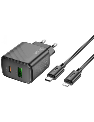 Adaptador de Carga Puerto DUAL HOCO CS23A Sunlight PD30W+QC3.0 + Cable Tipo-C a Lightning 1M