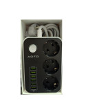 AOFO Tira Alargador Prolongador Con 6 USB + 3 Zócalos