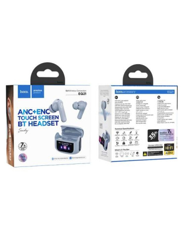 HOCO EQ21 Auriculares Inalámbricos ANC+ENC con Pantalla LED Bluetooth 5.4 Azules
