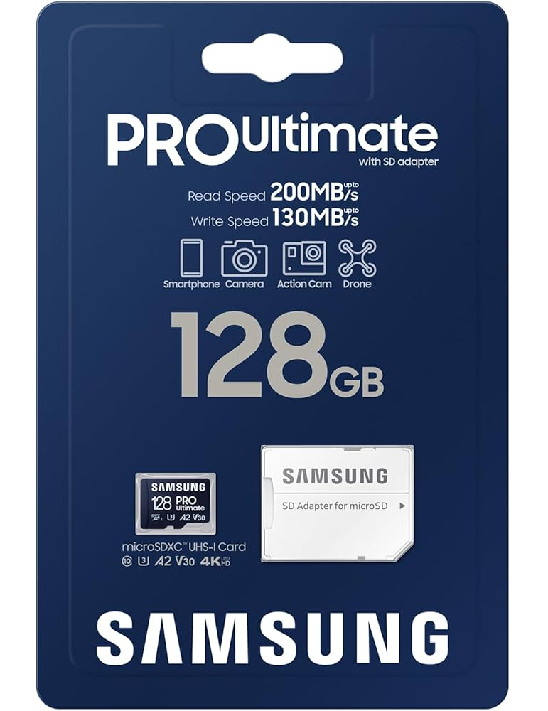 Tarjeta de Memoria Micro SDXC UHS-I Samsung PRO Ultimate 128GB Hasta 200 MB/s
