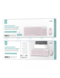 WG7068 Ikrea Conjunto de teclado y ratón inalámbricos Compatible con WIN98/200/XP/VISTA/7,8,10,11 Rosa