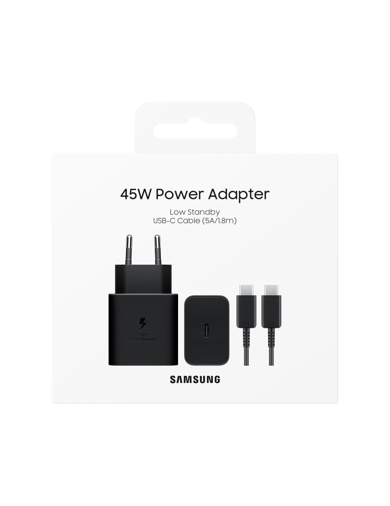 Cargador de Pared Samsung EP-T4511 45 W USB-C Negro + Cable 1.8M / 5A