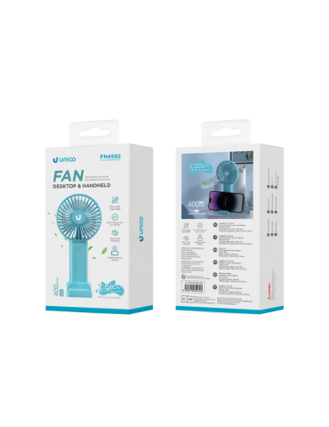 UNICO FN4592 Ventilador de Mesa Ajustable de Tres Velocidades 400mAH Azul