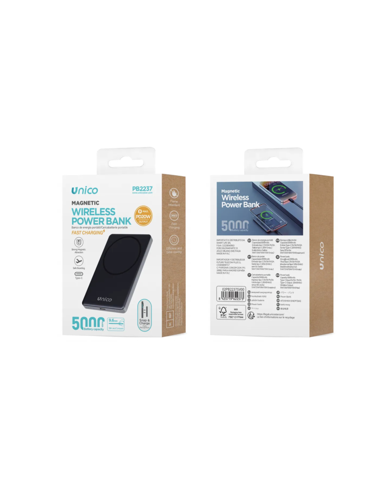 UNICO PB2237 PowerBank Magnética con Carga Rápida 20W 5000mAh