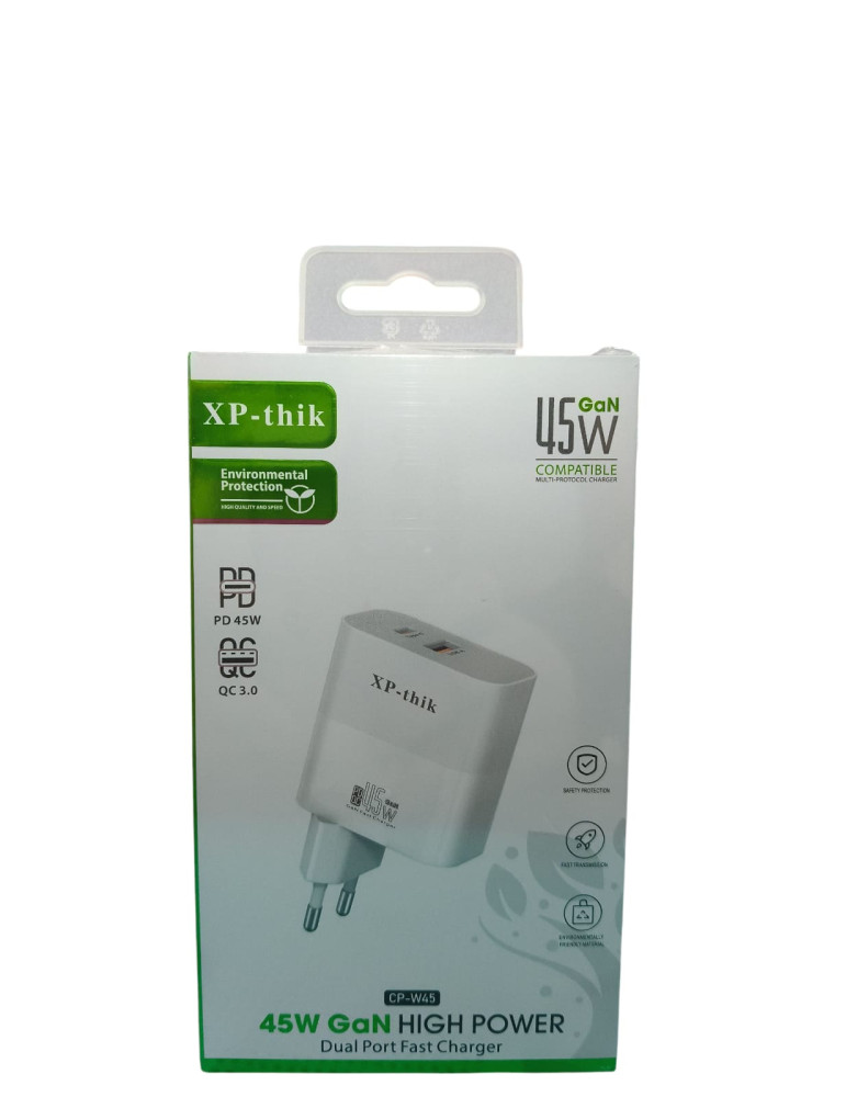 Cargador Rápido XP-Thik CP-W45 45W GaN QC 3.0