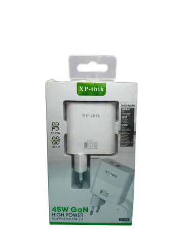 Cargador Rápido XP-Thik CP-W45 45W GaN QC 3.0
