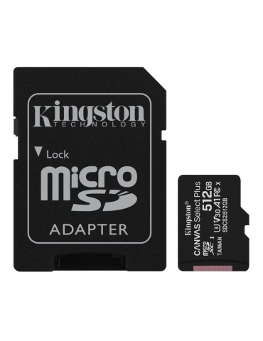 Tarjeta MicroSD Kingston CANVAS Select™ Plus 512GB 100MB/s Clase 10 + Adaptador