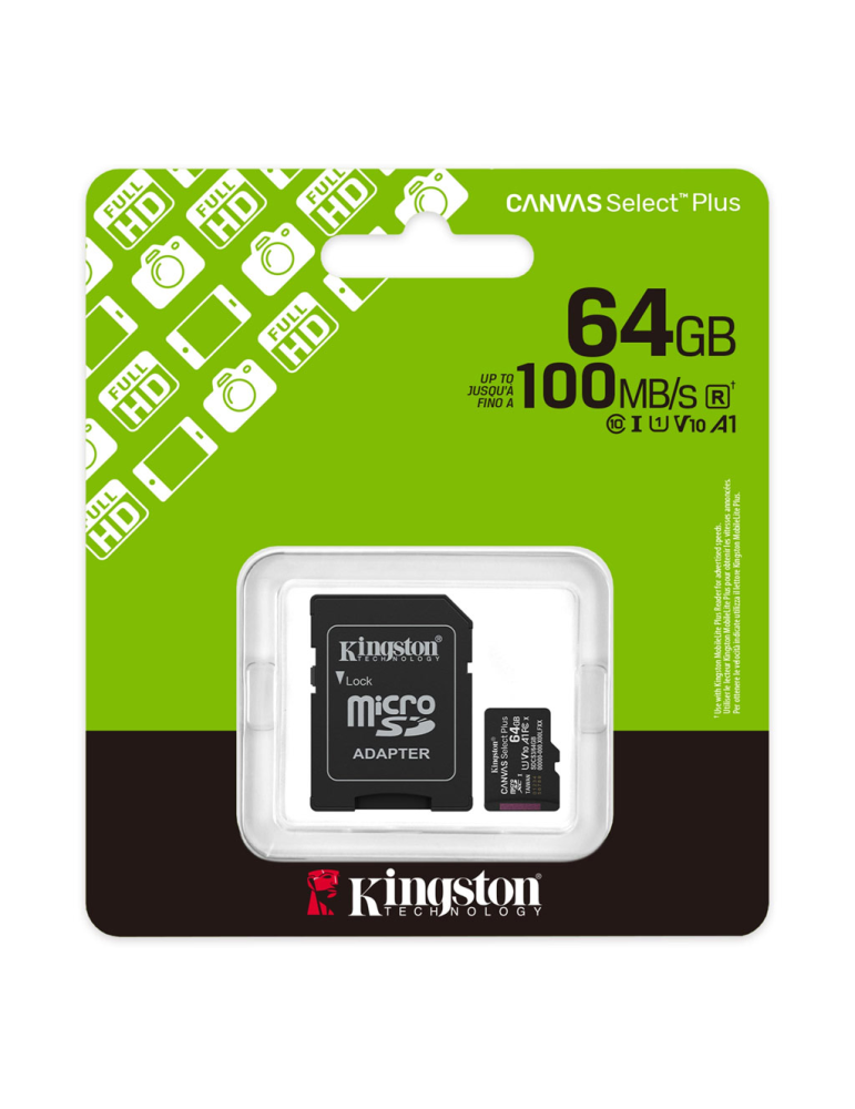 Tarjeta de Memoria Kingston Canvas Select™ Plus 64GB SDCS3 MicroSDXC Gen 3 150MB/s