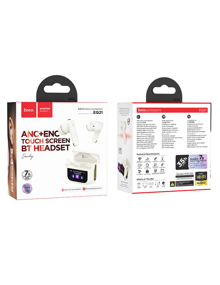 HOCO EQ21 Auriculares Inalámbricos TWS + ANC / ENC Con Pantalla Incorporada