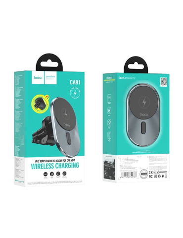 Hoco CA91 Soporte de Coche MagSafe Para Rejilla 15W, Negro