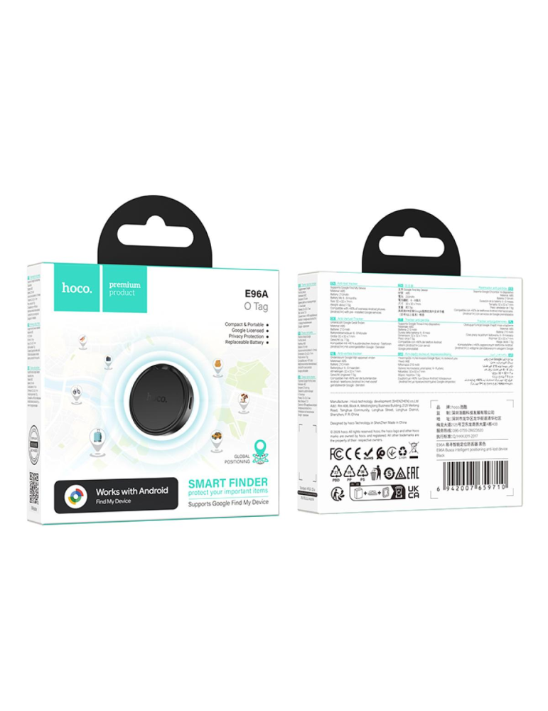 Hoco Bluetooth Locator – Localizador de Objetos compatible con Google Find My Device