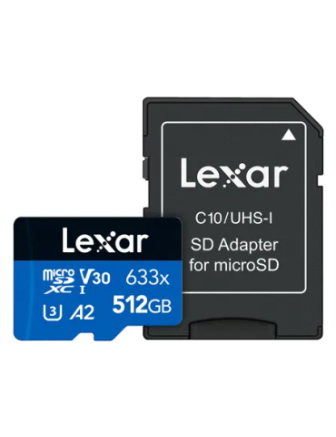 Lexar Blue 512 GB – Tarjeta microSDXC de Alta Velocidad (UHS‑I, C10, U3, V30, A2)