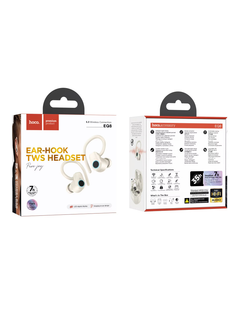 HOCO PREMIUM Auriculares Inalámbricos TWS Pure Joy In-Ear EQ8 Blancos