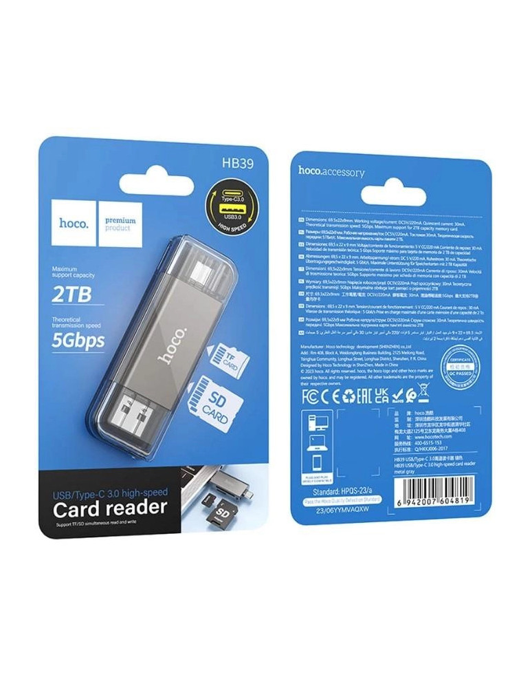 Lector de Tarjetas HB39 HOCO PREMIUM TYPE C USB 3.0