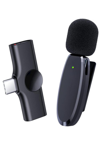 XIAOLO Micrófono Inalámbrico Tipo C con Estuche de Carga, Cancelación de Ruido, para Grabaciones