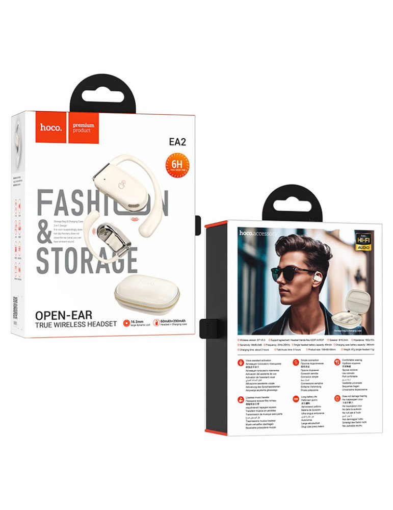 Hoco Premium EA2 Open Ear Auriculares Inalámbricos Bluetooth Color Blanco