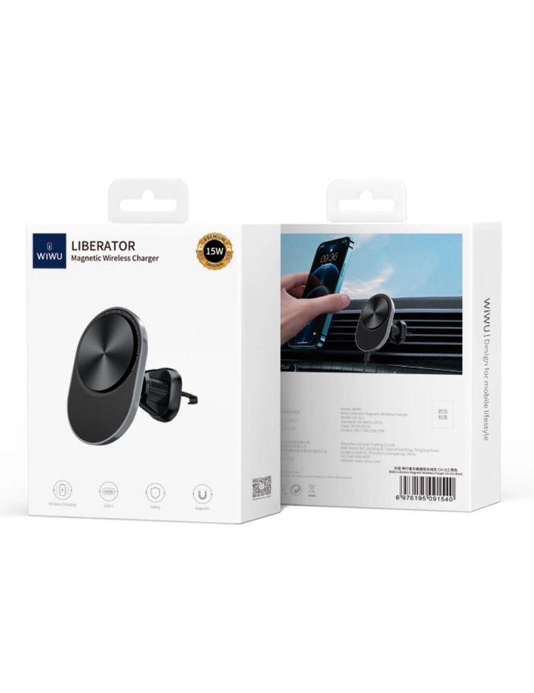 WiWu Liberator Soporte Para Coche Magnético Para Rejilla 360º + Cargador Inalámbrico