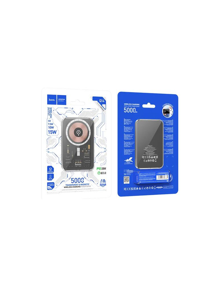 Hoco Q14 Ice Crystal PD20W Power Bank 5000mAh Fast Charging Negro