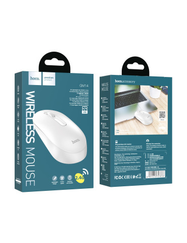 hoco. Wireless mouse Platinum 2,4G GM14 white