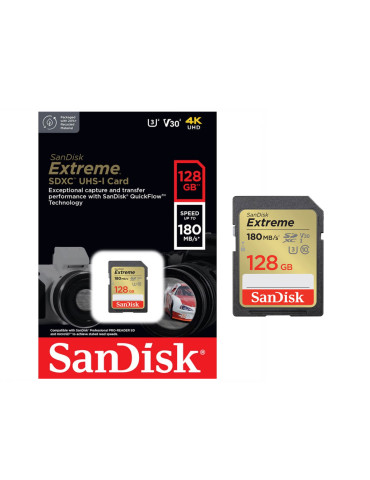 SanDisk Extreme 128GB SDXC UHS-I U3 V30 180MB/s