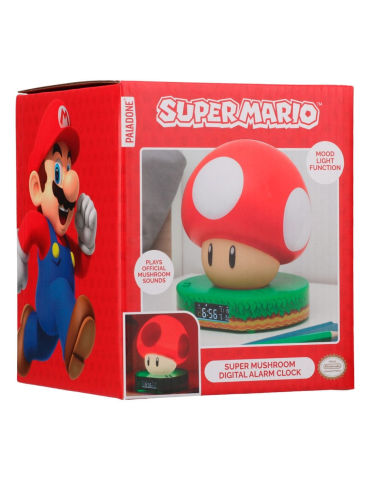 Super Mario Super Champiñón Reloj Despertador con Luz