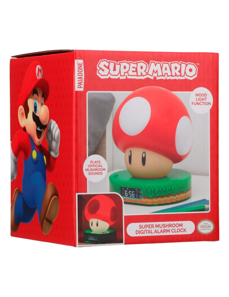 Super Mario Super Champiñón Reloj Despertador con Luz