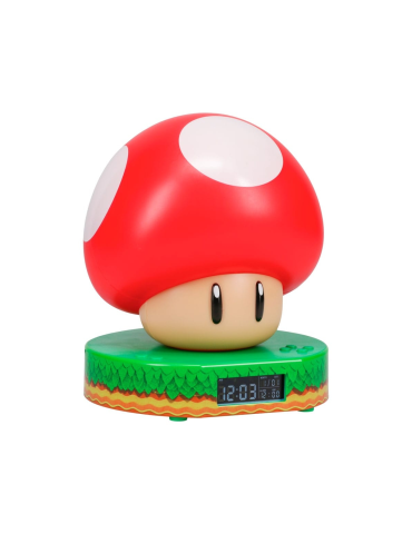 Super Mario Super Champiñón Reloj Despertador con Luz