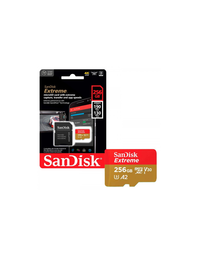 Tarjeta de Memoria MicroSD™ SanDisk Extreme® 256GB + Adaptador SD 190MB/s